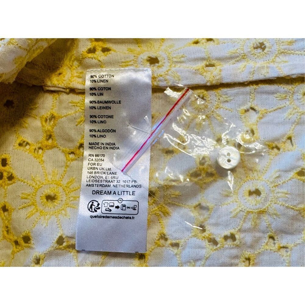 Free people Women’s long sleeved button up yellow cotton cropped tops Sz XS, NWT - Picture 11 of 14